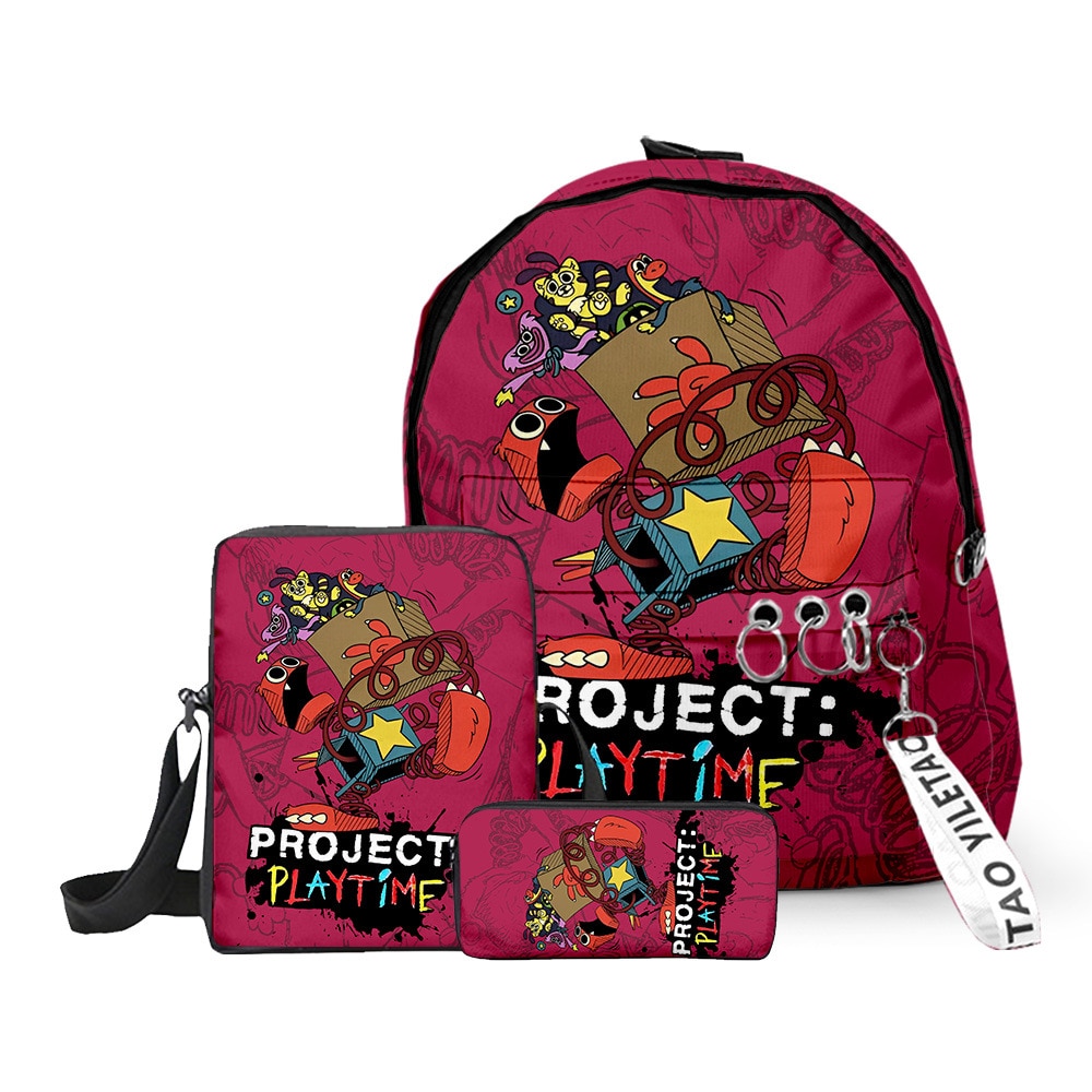 Three Piece Set Project Playtime Boxy Boo Bobby Boxy Monster Schoolbag Backpack Shoulder Crossbody Bag Pencil 1 - Boxy Boo Plush
