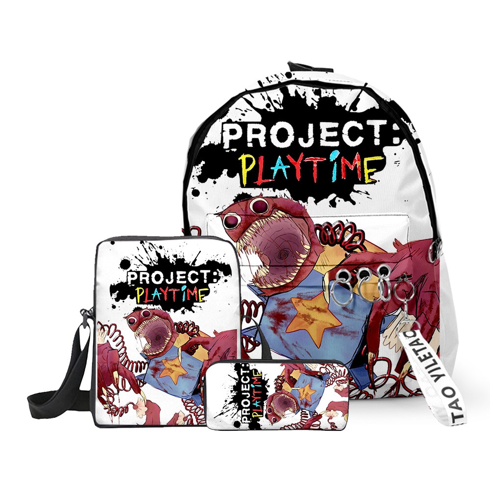 Three Piece Set Project Playtime Boxy Boo Bobby Boxy Monster Schoolbag Backpack Shoulder Crossbody Bag Pencil 2 - Boxy Boo Plush