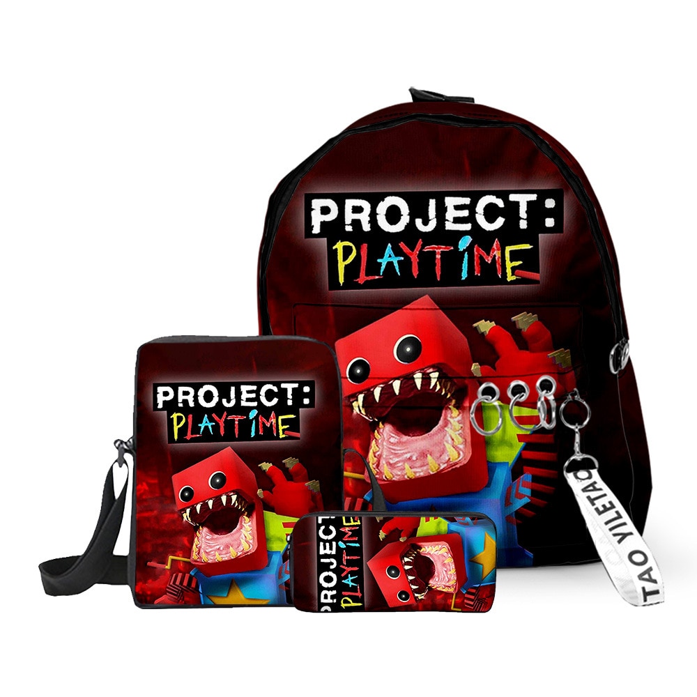 Three Piece Set Project Playtime Boxy Boo Bobby Boxy Monster Schoolbag Backpack Shoulder Crossbody Bag Pencil 3 - Boxy Boo Plush