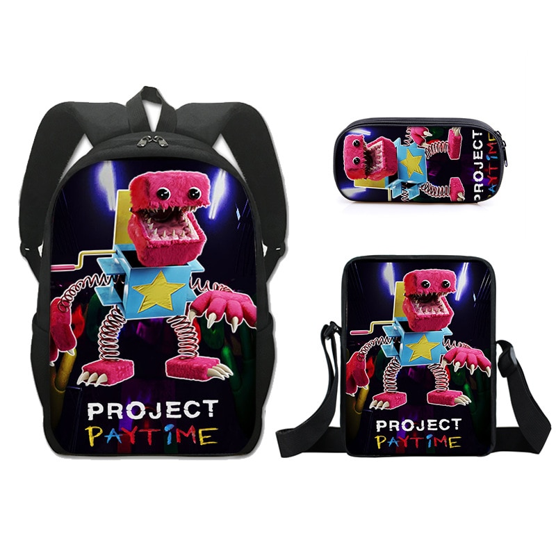 Three Piece Set Project Playtime Boxy Boo Large Capacity Shoulder Bag Pencil Bag Small Satchel Package 2 - Boxy Boo Plush