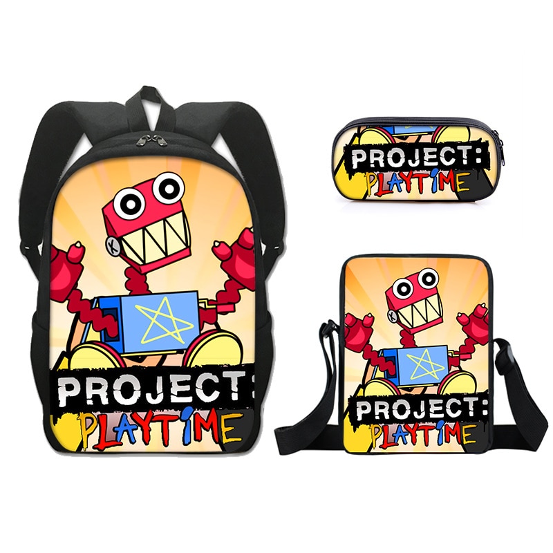 Three Piece Set Project Playtime Boxy Boo Large Capacity Shoulder Bag Pencil Bag Small Satchel Package - Boxy Boo Plush